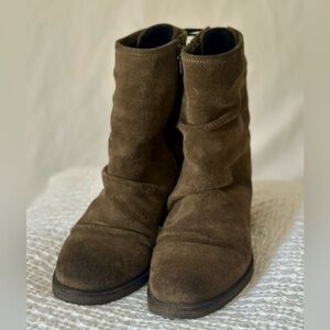 Bos & Co Barlow Waterproof Slouch Suede Bootie | Deep Olive Green | Size 39